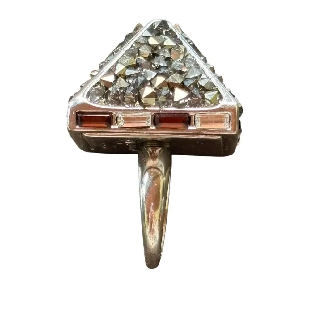 Henri Bendel Geometric Triangle Cocktail Statement Ring Size 6